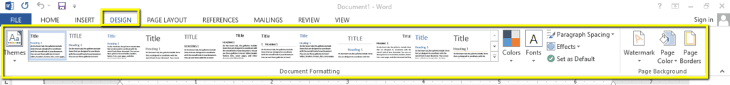 Design tab- MS word how to use